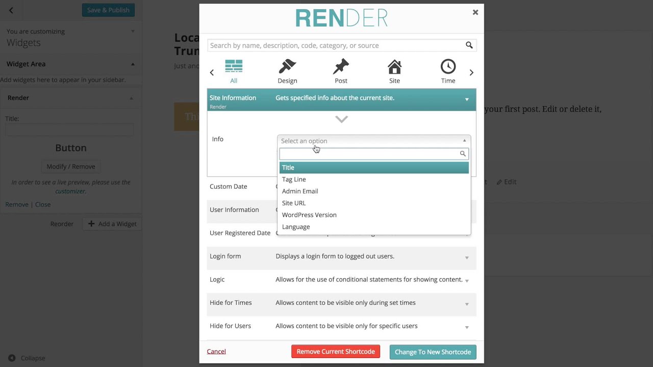 Render gives a more intuitive UI to shortcodes