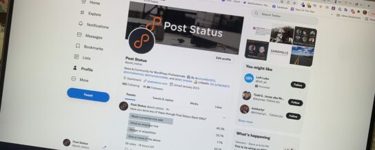 Post Status Twitter Page displayed on a large monitor